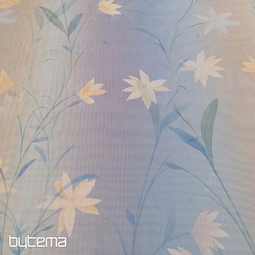 Rideau bleu clair avec des fleurs