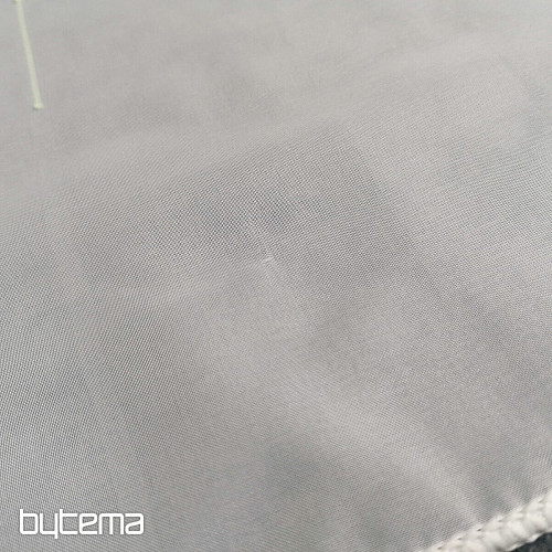 Rideau en voile blanc avec broderie vert-beige