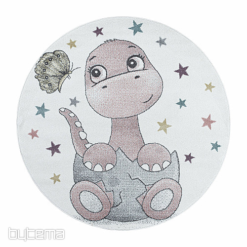 Tapis de luxe pour enfant FUNNY DINOSAURS ROSE