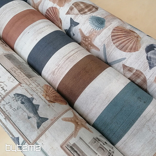 Tissu déco Rayures océan