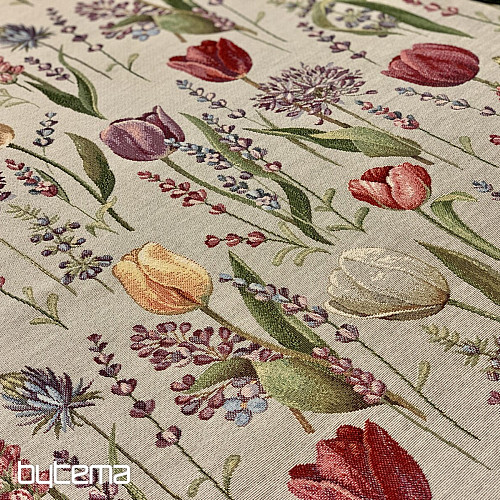 Nappe Gobelin, Foulard Printemps-tulipes