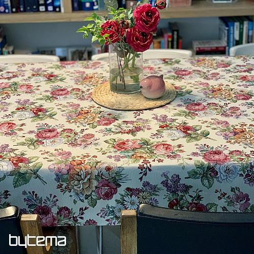 Nappe tapisserie, foulard Bouquet