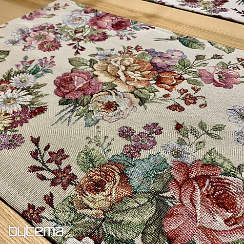 Nappe tapisserie, foulard Bouquet