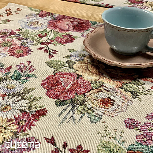 Nappe tapisserie, foulard Bouquet