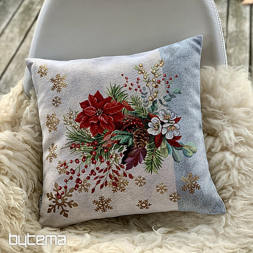 Couverture tapisserie de Noël BOUQUET DE NOËL À BANDE GRISE
