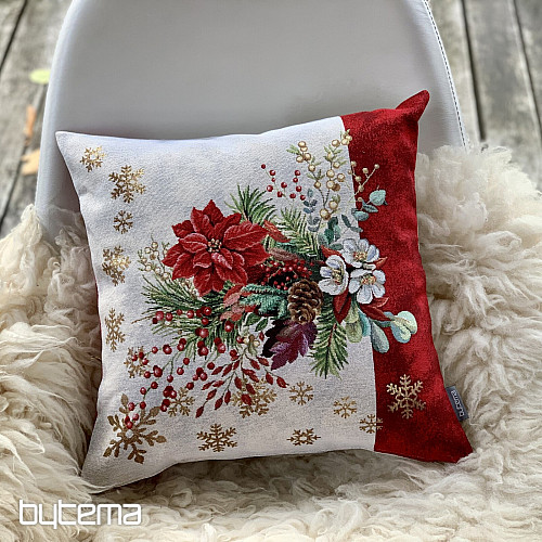 Couverture tapisserie de Noël BOUQUET DE NOËL À BANDE ROUGE