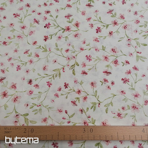 Tissu en coton rose mini sakura