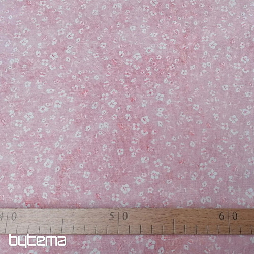 Tissu coton MONO MINI FLEUR ROSE