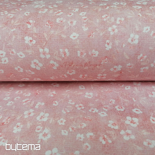 Tissu coton MONO MINI FLEUR ROSE