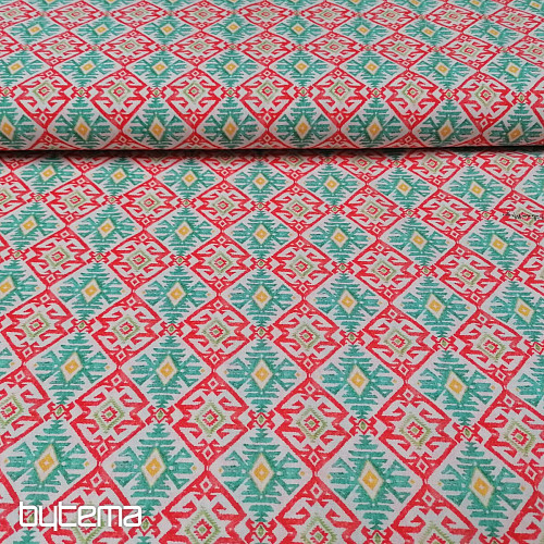 Tissu coton Diamants turquoise