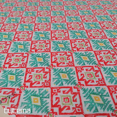 Tissu coton Diamants turquoise