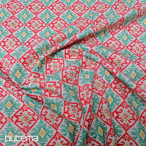 Tissu coton Diamants turquoise