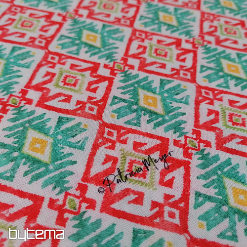 Tissu coton Diamants turquoise