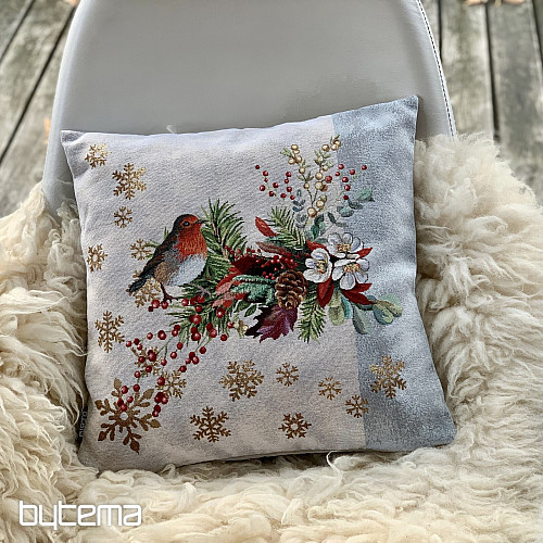 Housse tapisserie de Noël OISEAU DE NOËL À BANDE GRISE