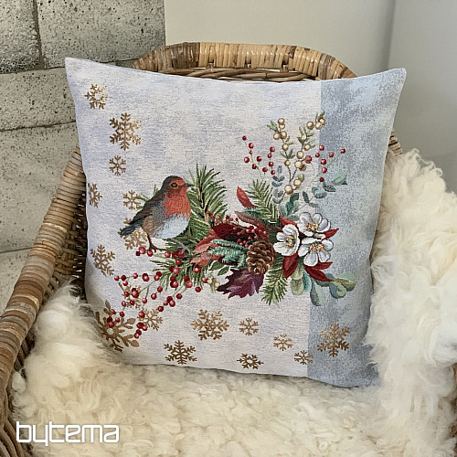 Housse tapisserie de Noël OISEAU DE NOËL À BANDE GRISE