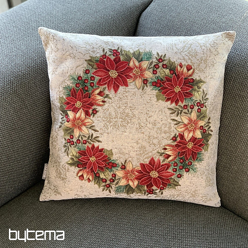 Couverture tapisserie de Noël CHRISTMAS ROSE-HOLLY WREATH
