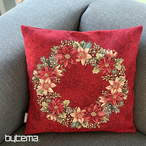 Housse de tapisserie de Noël ROSE DE NOËL - COURONNE DE HOUX ROUGE
