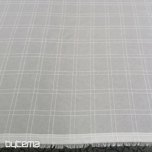 Rideau voilage carreaux blancs avec fil crème