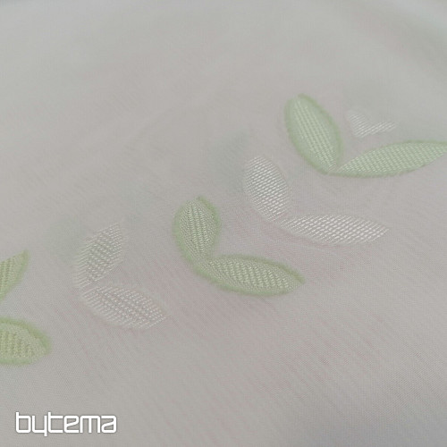 Rideau voilage blanc - feuilles vertes 12159