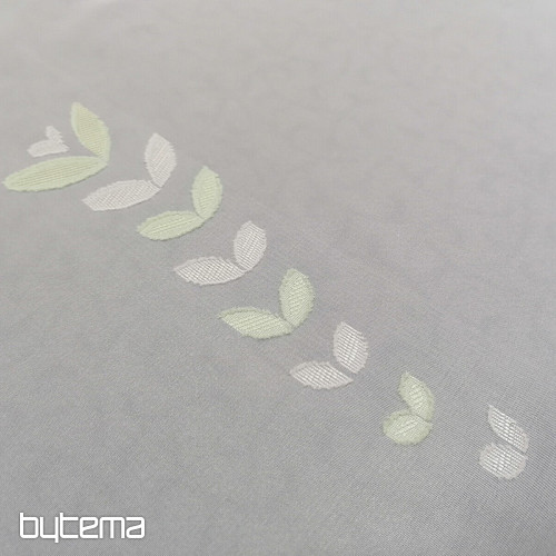 Rideau voilage blanc - feuilles vertes 12159