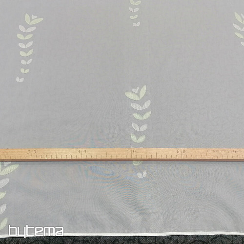 Rideau voilage blanc - feuilles vertes 12159