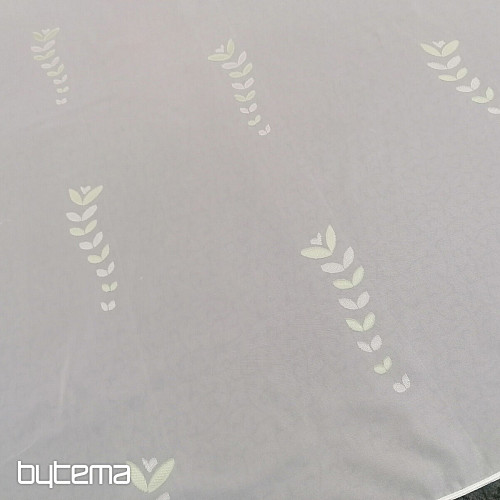 Rideau voilage blanc - feuilles vertes 12159