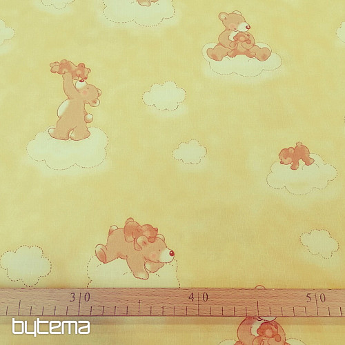 Tissu déco Ours sur un nuage - jaune