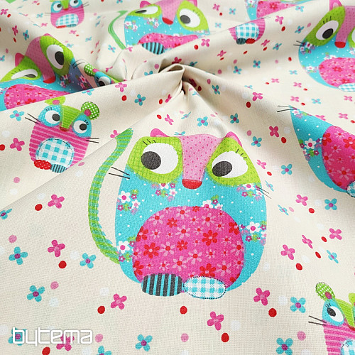 Tissu en coton pour enfants CHAT ET SOURIS