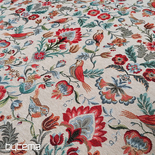 Tissu à tapisserie FREDA rouge