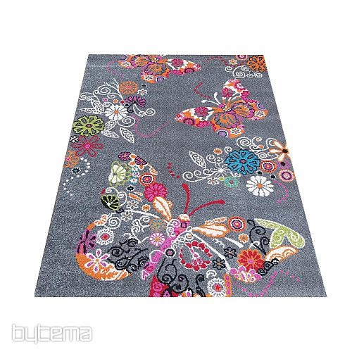 Tapis enfant MONDO 114 papillons - gris