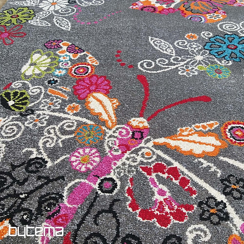 Tapis enfant MONDO 114 papillons - gris