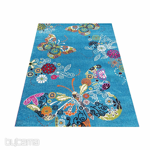 Tapis enfant MONDO 114 papillons - turquoise