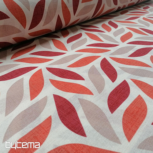 Tissu déco Coord feuilles rouges