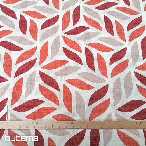 Tissu déco Coord feuilles rouges