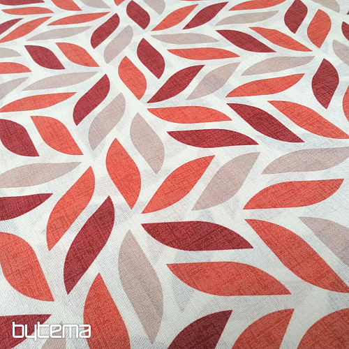 Tissu déco Coord feuilles rouges