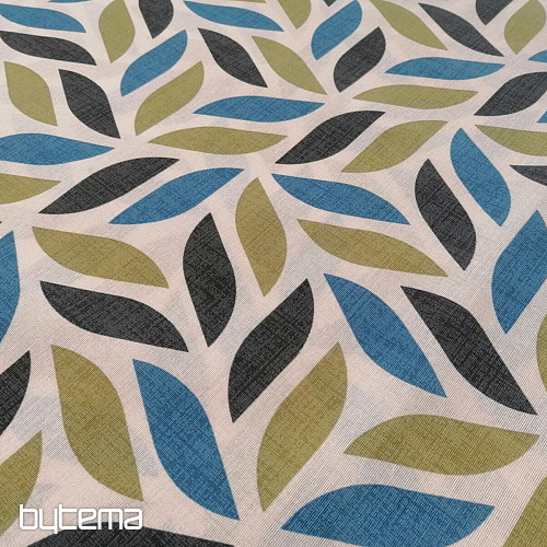Tissu déco Coord feuilles vert-bleu