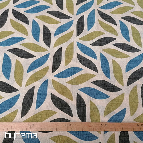 Tissu déco Coord feuilles vert-bleu