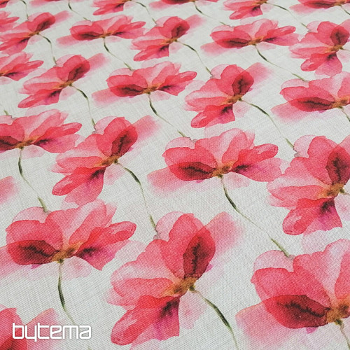 Tissu déco Fleurs rouges