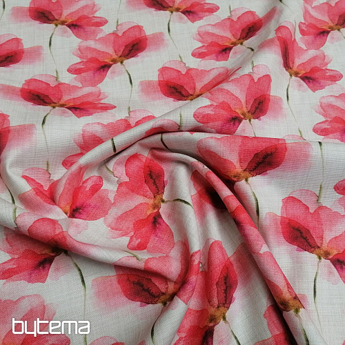 Tissu déco Fleurs rouges