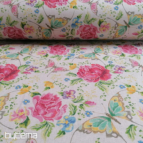 Tissu déco Fleurs et papillons