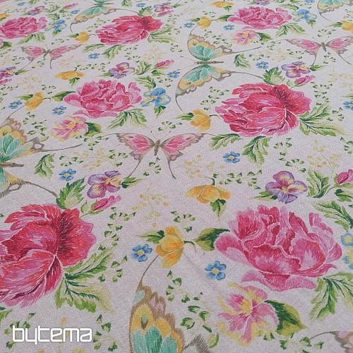 Tissu déco Fleurs et papillons