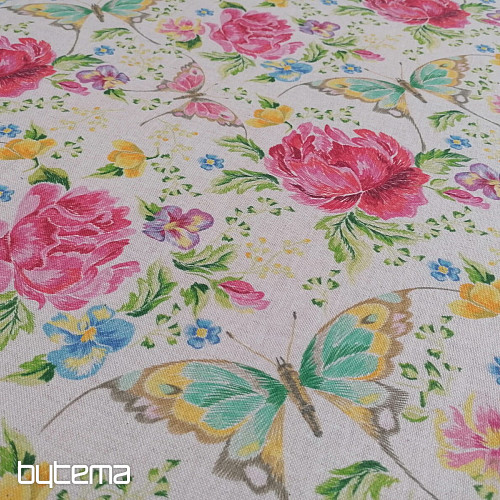 Tissu déco Fleurs et papillons