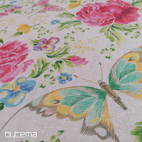 Tissu déco Fleurs et papillons