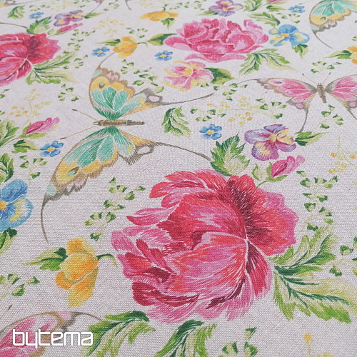 Tissu déco Fleurs et papillons