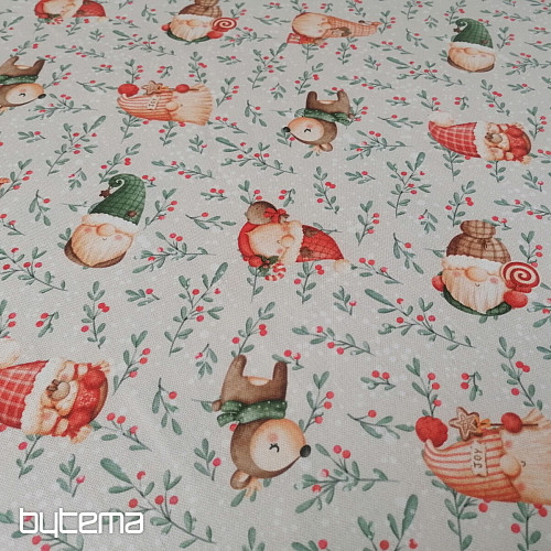 Tissu de décoration de Noël Elfes et cerfs