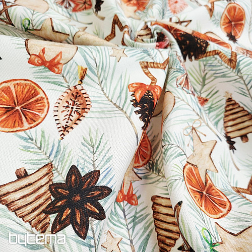 Tissu de décoration de Noël Oranges séchées