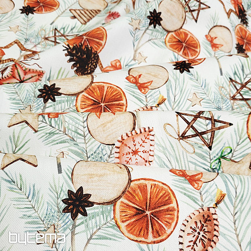 Tissu de décoration de Noël Oranges séchées