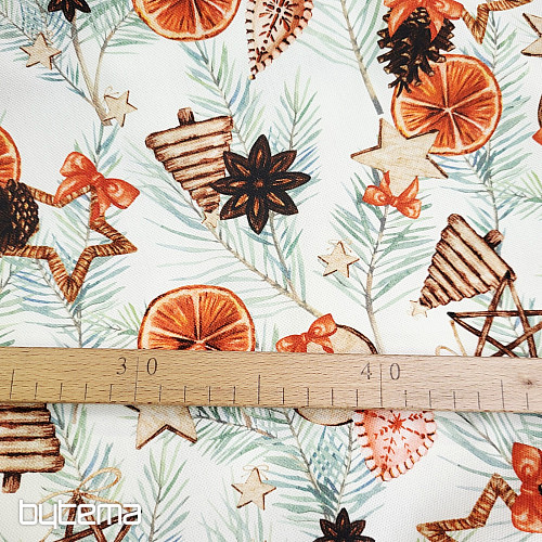 Tissu de décoration de Noël Oranges séchées