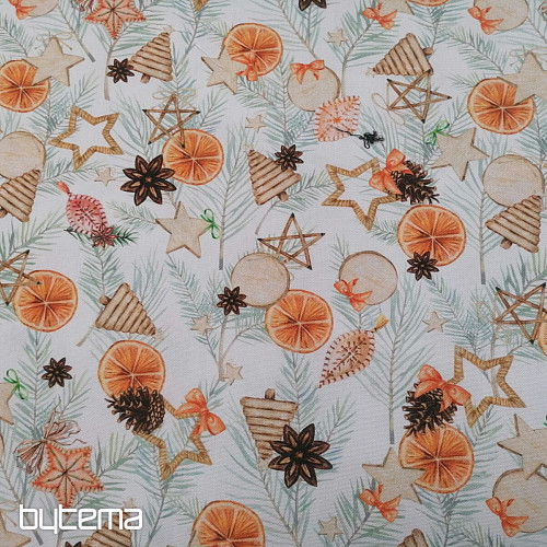 Tissu de décoration de Noël Oranges séchées