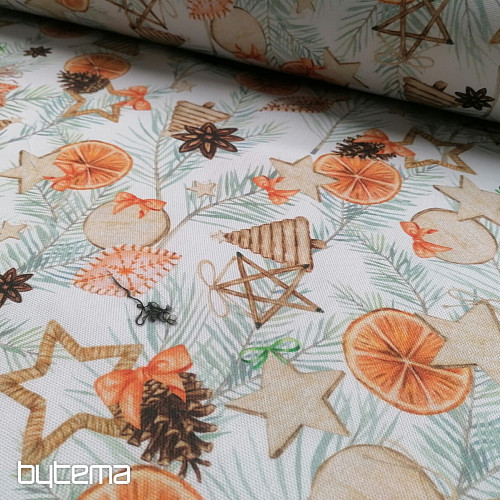 Tissu de décoration de Noël Oranges séchées